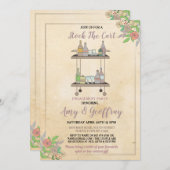 ポータブルバーのパーティーの婚約のカップルのヴィンテージに貯蔵して下さい 招待状 (正面/裏面)