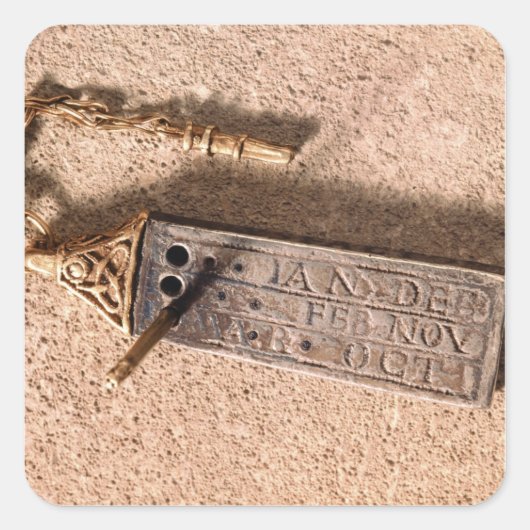 ポータブル日時計、シルバーと金ゴールド、10世紀(d) スクエアシール (正面)