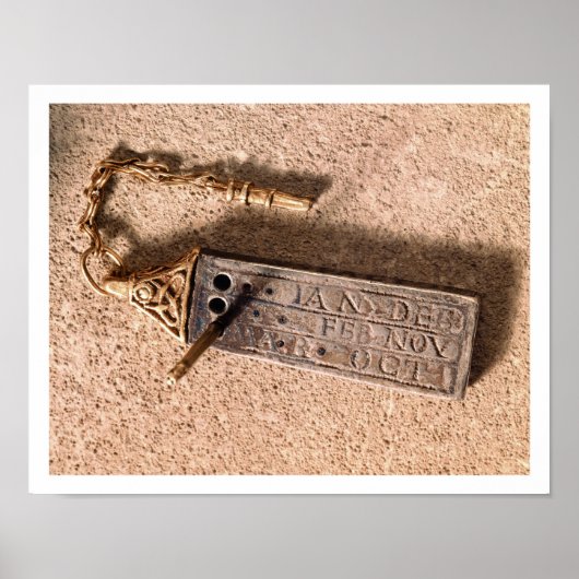 ポータブル日時計、シルバーと金ゴールド、10世紀(d) ポスター (正面)