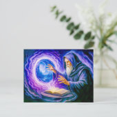 ポータルを開くイメージの油絵を描ファンタジー シーズンポストカード (スタンド正面)