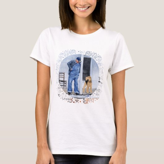 ポーチにいるウェルシュテリア Tシャツ (正面)