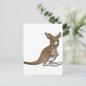 ポーチにジョーイを入れたかわいいカンガルー ポストカード (スタンド正面)