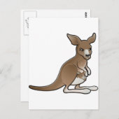 ポーチにジョーイを入れたかわいいカンガルー ポストカード (正面/裏面)