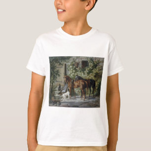 ポーチのウマたち (アルブレヒト・アダム作) Tシャツ