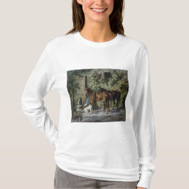 ポーチのウマたち (アルブレヒト・アダム作) Tシャツ