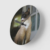 ポーチのシャムネコ ラウンド壁時計 (傾斜)