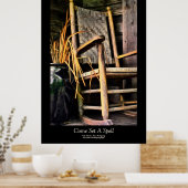 ポーチのスタイルブラック絵画上のロッキング縁どチェア ポスター (キッチン)