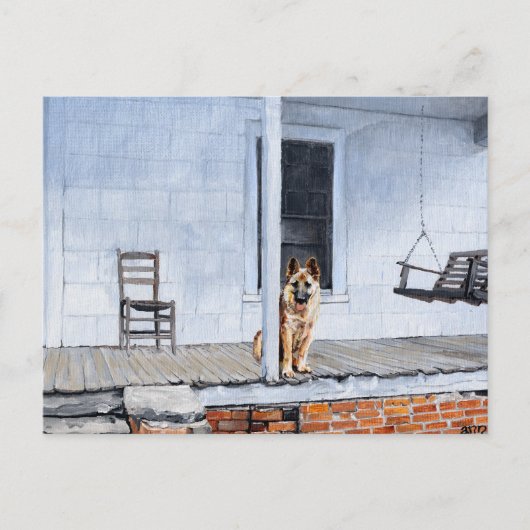 ポーチのドイツの羊飼い犬 ポストカード (正面)