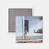 ポーチのドイツの羊飼い犬 マグネット (正面/裏面)