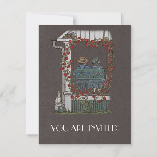 ポーチの振動のアマン派のカップル 招待状 (正面)