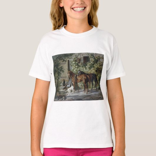 ポーチの馬 (アルブレヒト・アダム作) Tシャツ (正面)