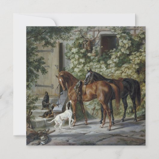ポーチの馬(Albrecht Adam著) カード (正面)