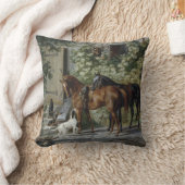 ポーチの馬（Albrecht Adam著） クッション (ブランケット)