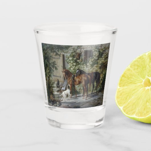 ポーチの馬（Albrecht Adam著） ショットグラス (正面)