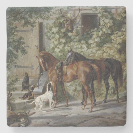 ポーチの馬（Albrecht Adam著） ストーンコースター (正面)