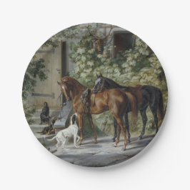 ポーチの馬（Albrecht Adam著） ペーパープレート