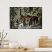 ポーチの馬（Albrecht Adam著） ポスター (キッチン)