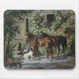 ポーチの馬（Albrecht Adam著） マウスパッド