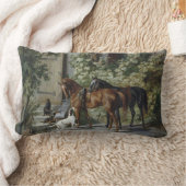 ポーチの馬（Albrecht Adam著） ランバークッション (ブランケット)