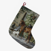 ポーチの馬(Albrecht Adam著) ラージクリスマスストッキング (正面 (吊り時))