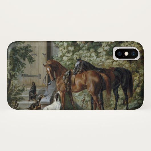 ポーチの馬(Albrecht Adam著) Case-Mate iPhoneケース (裏面(横))