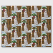 ポーチクリスマスにサモイード ラッピングペーパー (フラット)