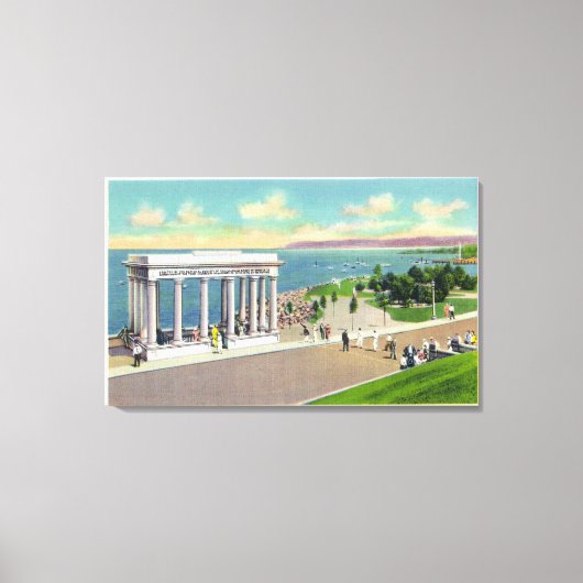 ポーチコオーバープリマスのロックビューオブプリマス キャンバスプリント (正面)