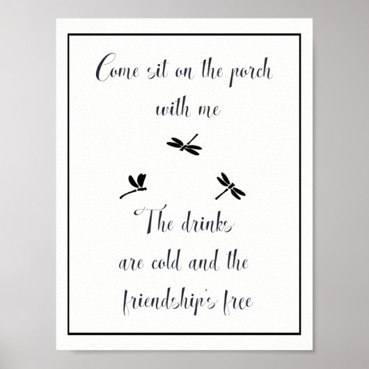 ポーチサマーまたはビーチ引用文に私と一緒に座る ポスター (正面)