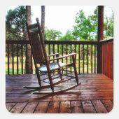 ポーチスクエアステッカーの木製ロッキングチェア スクエアシール (正面)