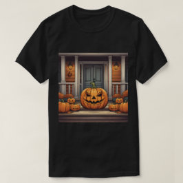 ポーチハロウィンブラックTシャツのカボチャ Tシャツ
