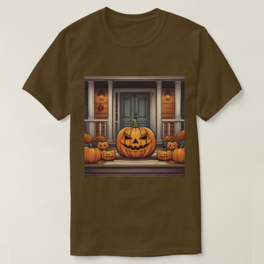 ポーチハロウィーンTシャツのカボチャ Tシャツ (デザイン正面)