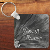 ポーチフラワー/白黒/ キーホルダー (正面)