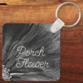 ポーチフラワー/白黒/ キーホルダー (裏面)