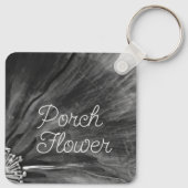 ポーチフラワー/白黒/ キーホルダー (裏面)