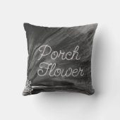 ポーチフラワー/白黒/ クッション (裏面)
