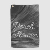 ポーチフラワー/白黒/ ゴルフタオル (正面)