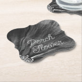 ポーチフラワー/白黒/ ペーパーコースター (アングル)