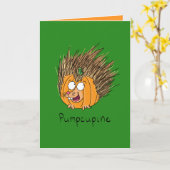 ポーチュパイン パンプキン - ハロウィンの面白いグリーティングカード カード (黄色い花)