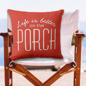 ポーチライフがより良い引用文ファミリーホームデコールレッド アウトドアクッション