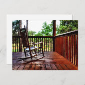 ポーチ葉書上の国木製ロッキングチェア ポストカード (正面/裏面)