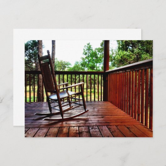 ポーチ葉書上の国木製ロッキングチェア ポストカード (正面/裏面)