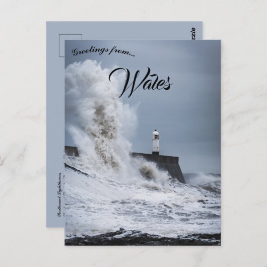 ポーツカウルライトハウスブリッディゲンドカウンティボローウェールズ ポストカード (正面/裏面)