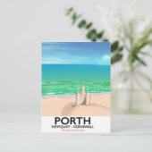 ポーツニューキーサンドキャッスルトラベルプリント ポストカード (スタンド正面)