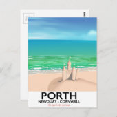 ポーツニューキーサンドキャッスルトラベルプリント ポストカード (正面/裏面)