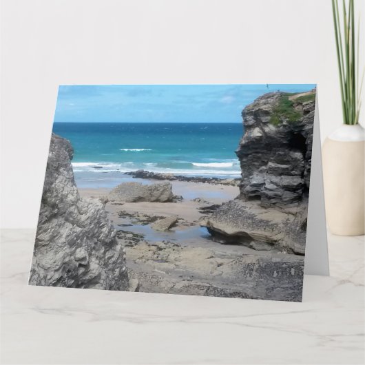 ポーツビーチニューキーコーンウォール写真 カード (正面)