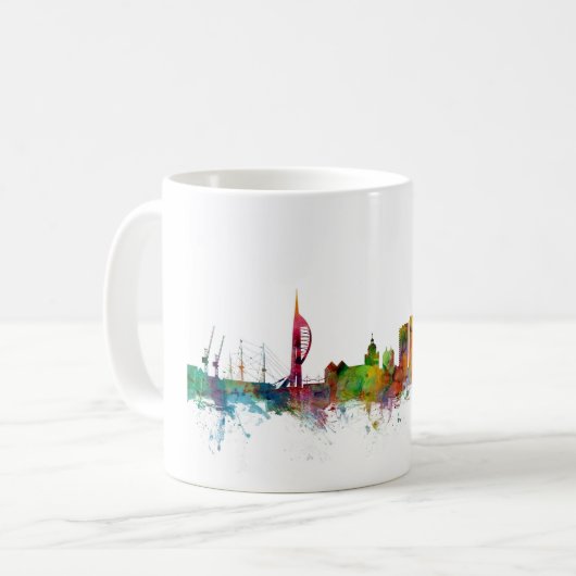ポーツマスイギリスのスカイライン コーヒーマグカップ (正面左)