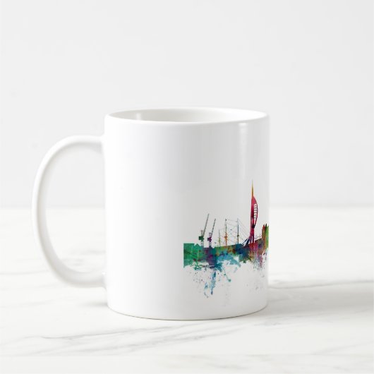 ポーツマスイギリスのスカイライン コーヒーマグカップ (左)