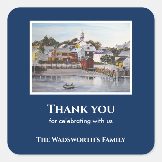 ポーツマス港ニューハンプシャー絵画アメリカ スクエアシール (正面)