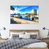 ポーツマスVAリバーフロントシーアボード建物 キャンバスプリント (インサイチュ (寝室))
