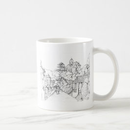 ポーツメイリオン ノースウェールズ ペン画スケッチ コーヒーマグカップ